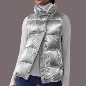 Athleta Metallic Silver Puffer Jacket